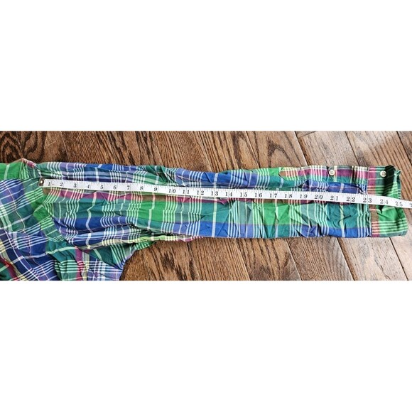 Ralph Lauren Long Sleeve Shirt Mens XXL Blue Green Plaid Classic Fit Red Pony - Picture 8 of 9